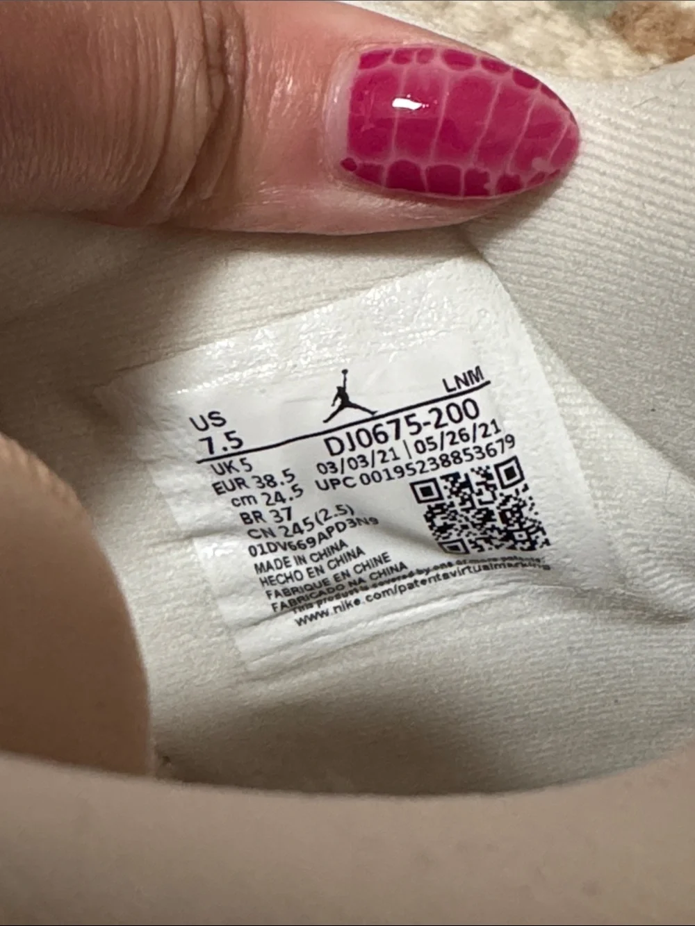 Jordan Women’s Sneakers in Blush Pink and Cream